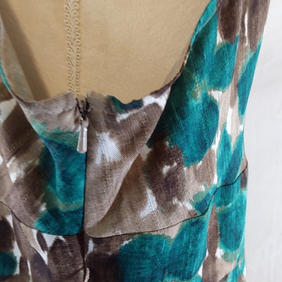 Axcess Liz Claiborne Lined Sleeveless Midi Dress Brown Green Floral XL - Picture 11 of 11